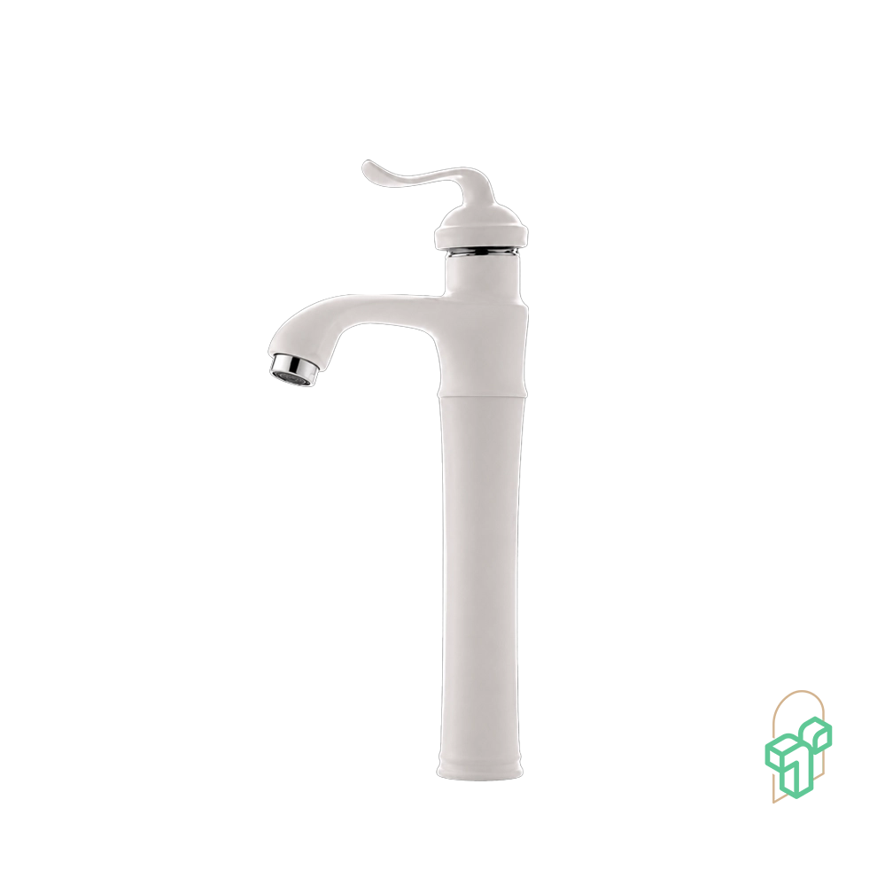 Larus White Chrome Lever - Aral - Long Stand Basin Faucet